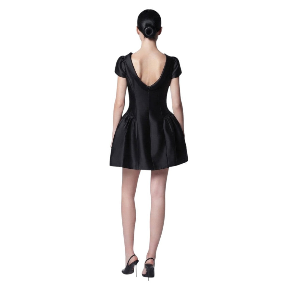 Black Boat Neck Mini Dress 2