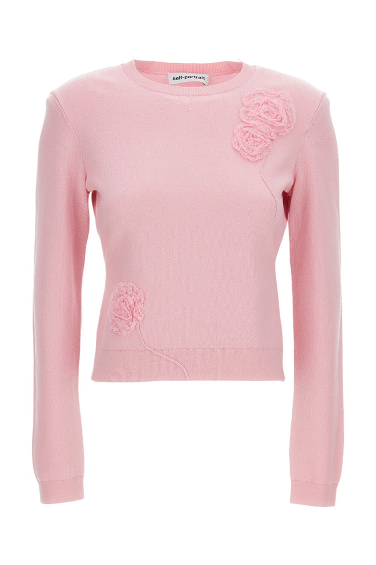 Light Pink Embellished Crew Neck Sweater 1
