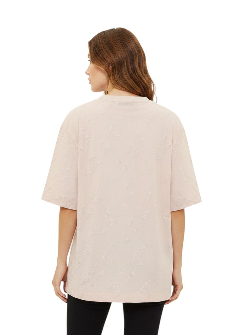 Light Pink Solid Crew Neck T-Shirt 2