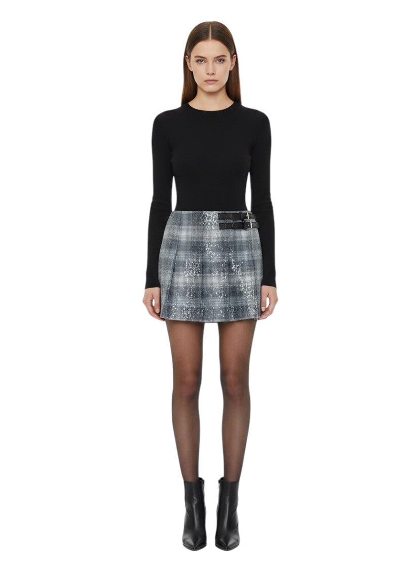 Grey Checks Mini Skirt 1