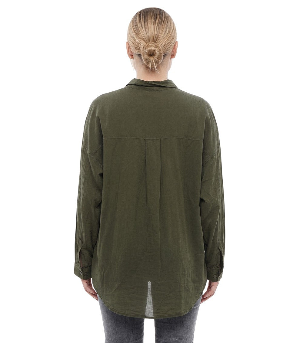 Dark Green Relaxed Embroidered Shirt 2