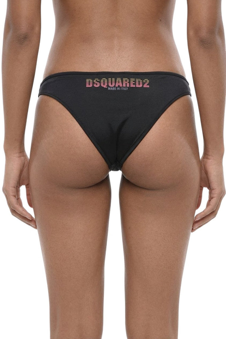Black Solid Bikini Bottom Swimwear 2