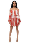 Red Stripes Sweet Heart Neck Dress 1