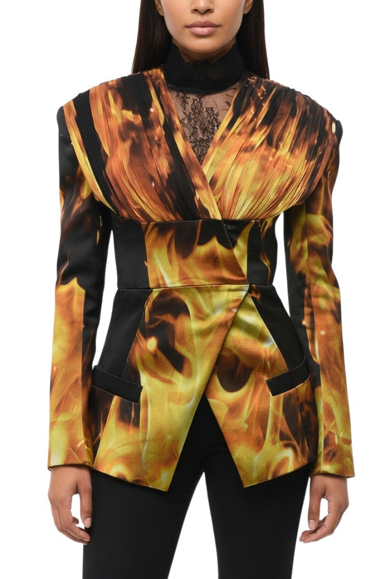 Multicolor Printed V Neck Blazer 1
