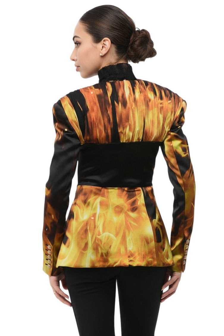 Multicolor Printed V Neck Blazer 2