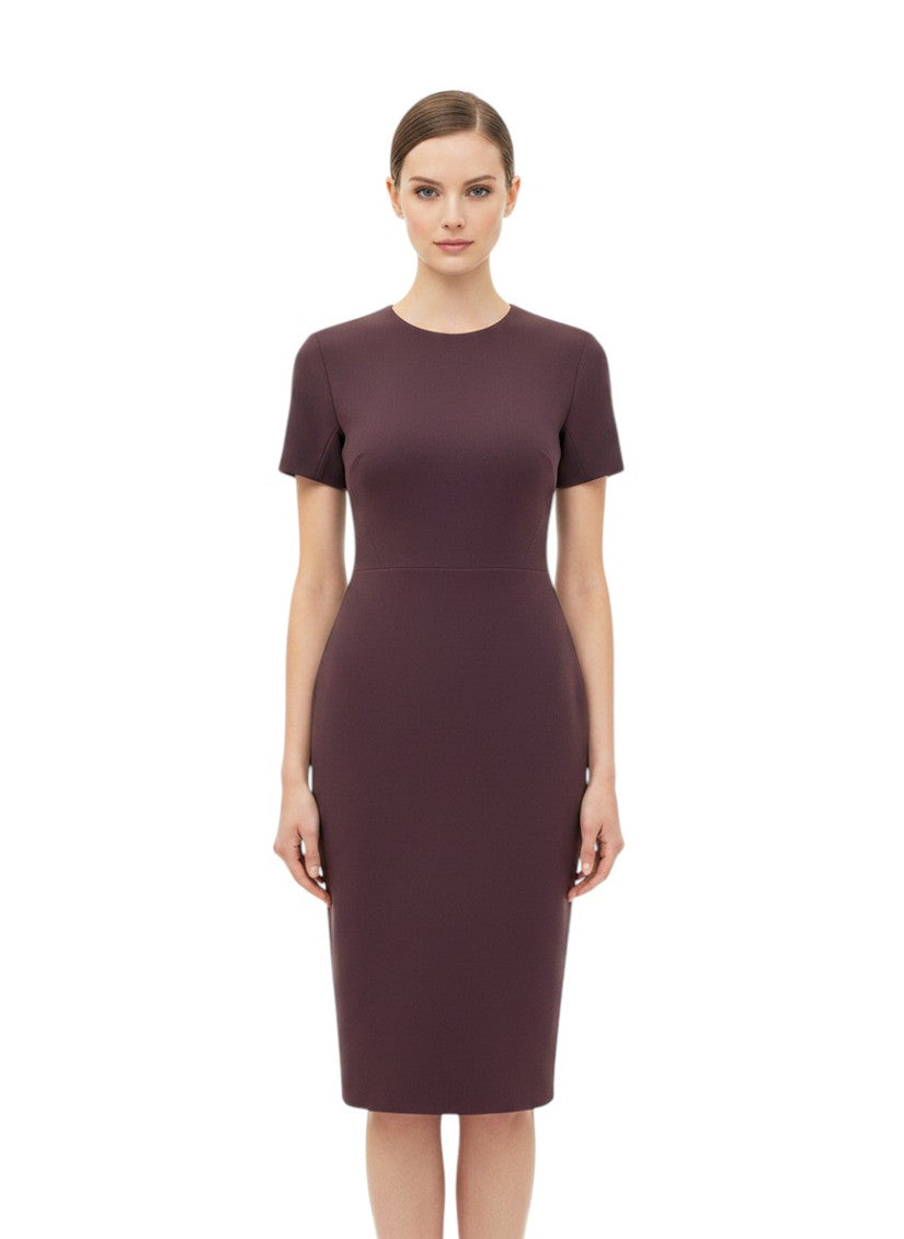 Brown Round Neck Midi Dress 1