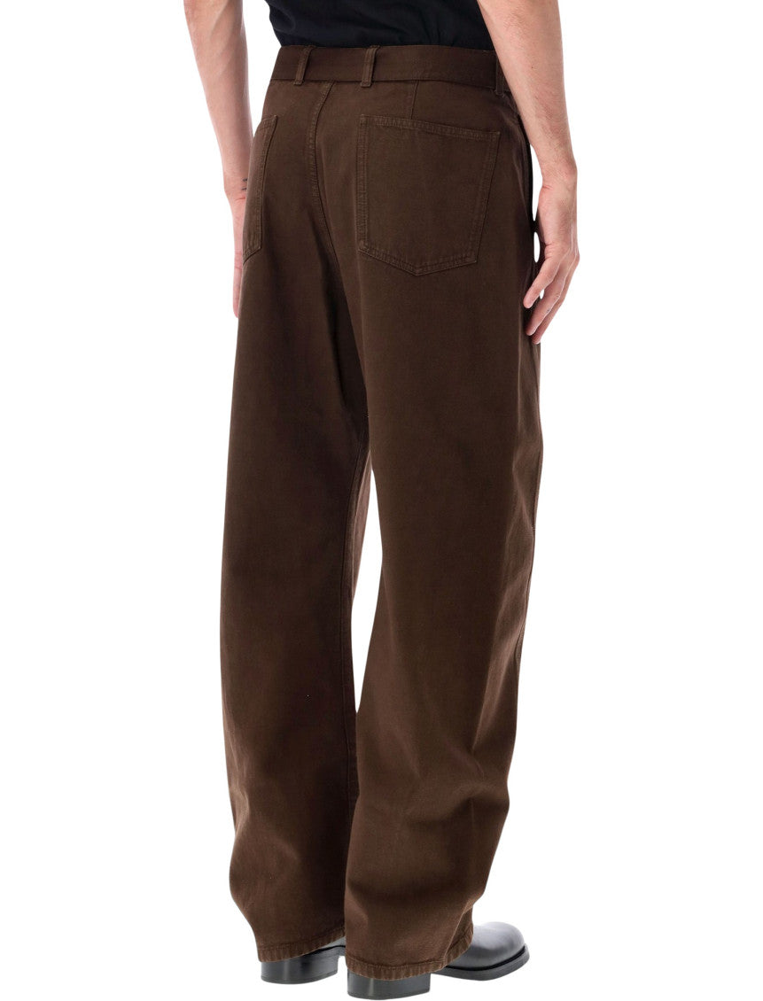 Brown Relaxed Flat Front Pants 2