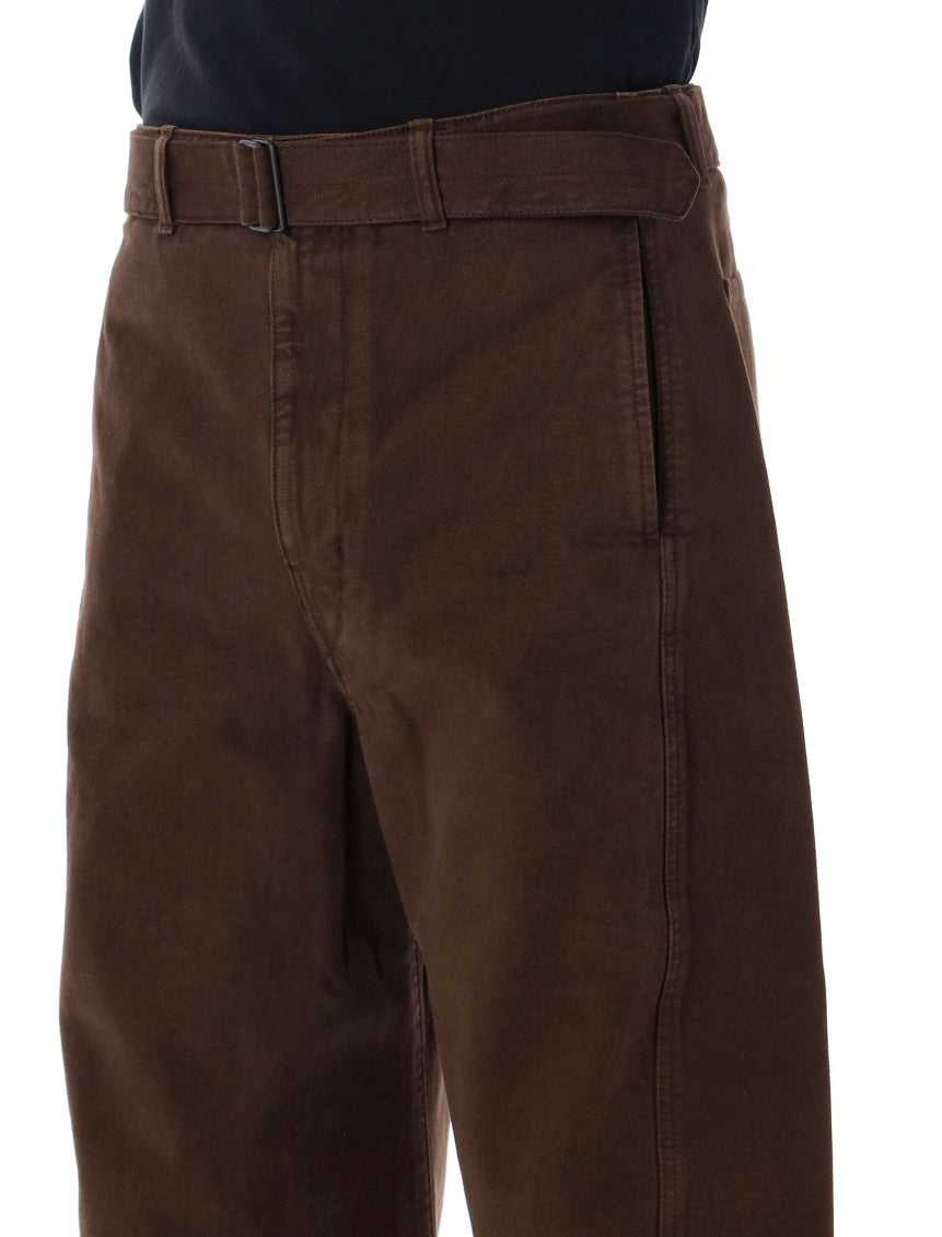 Brown Relaxed Flat Front Pants 3