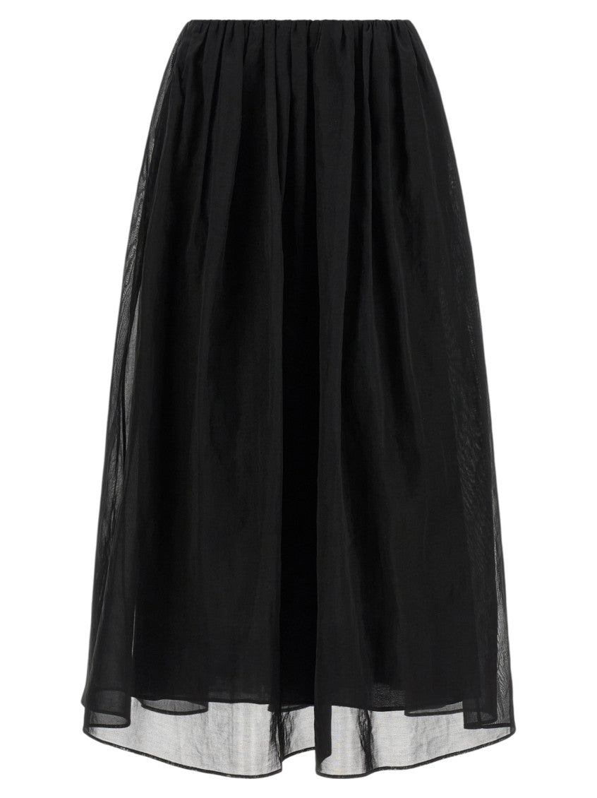 Black Pleated Midi Skirt 1
