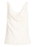 Beige Solid Cowl Neck Top 1