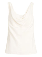 Beige Solid Cowl Neck Top 1