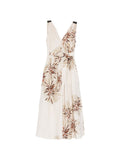 Beige Floral V Neck Maxi Dress 1