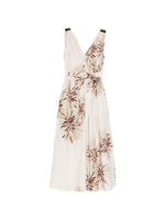 Beige Floral V Neck Maxi Dress 1