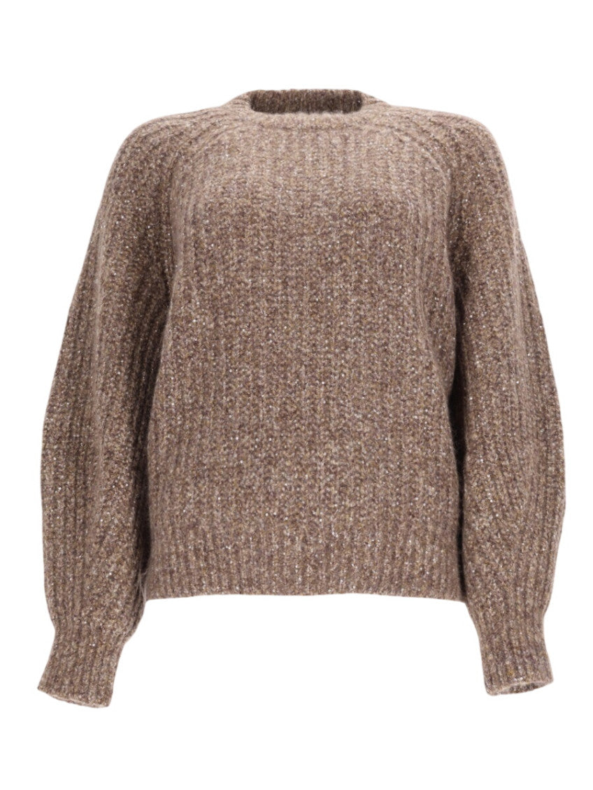 Beige Knitted Round Neck Sweater 1