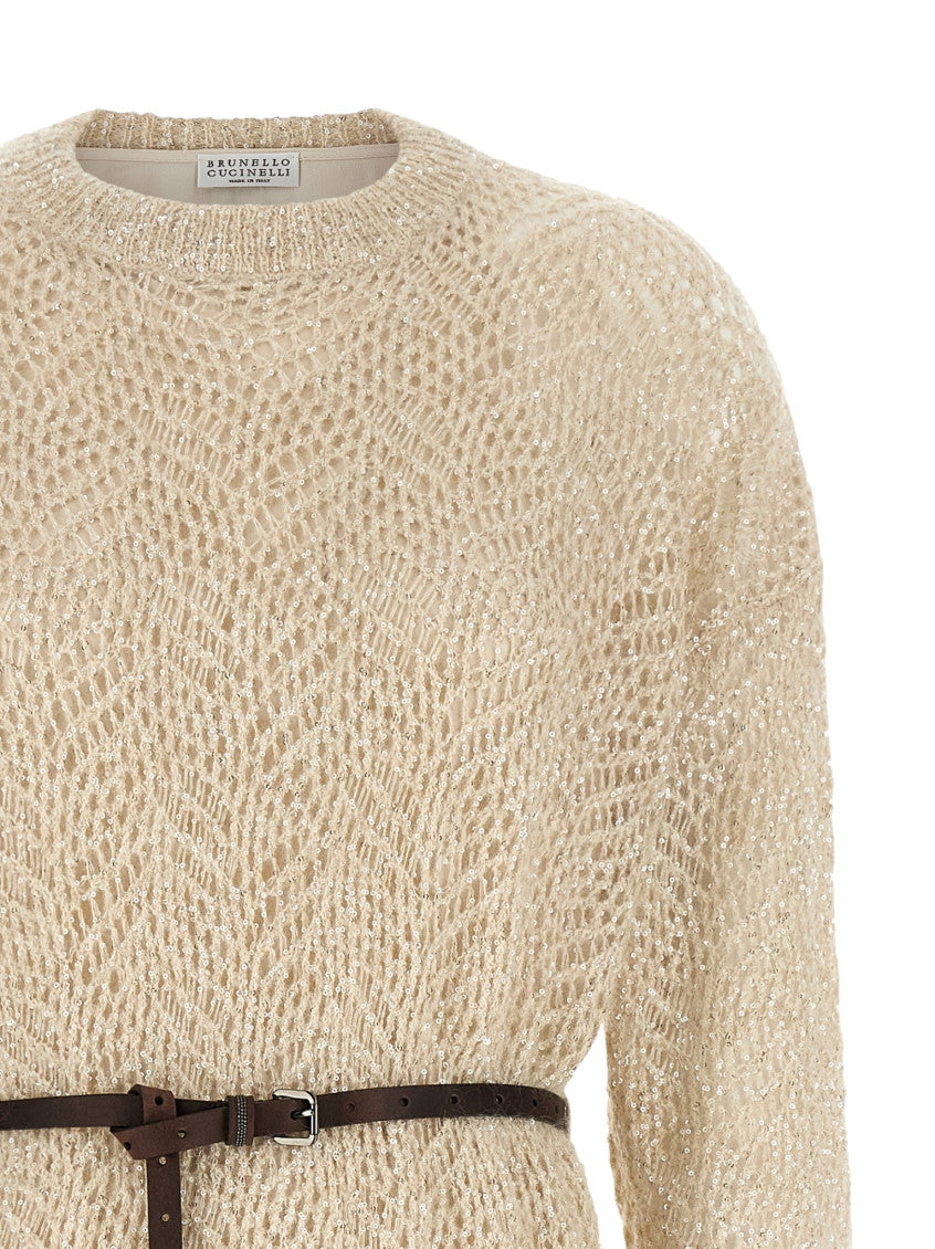 Beige Crew Neck Midi Dress 5