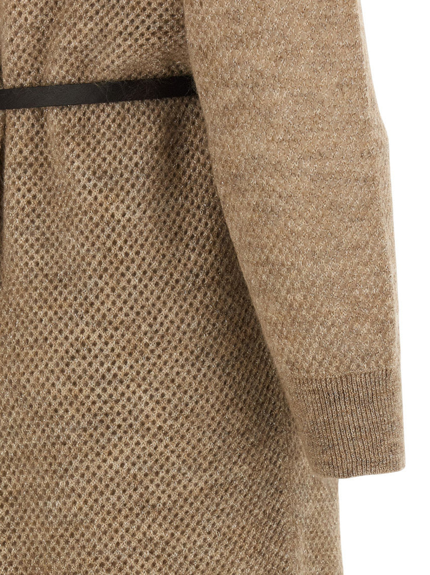 Beige Crew Neck Midi Dress 6