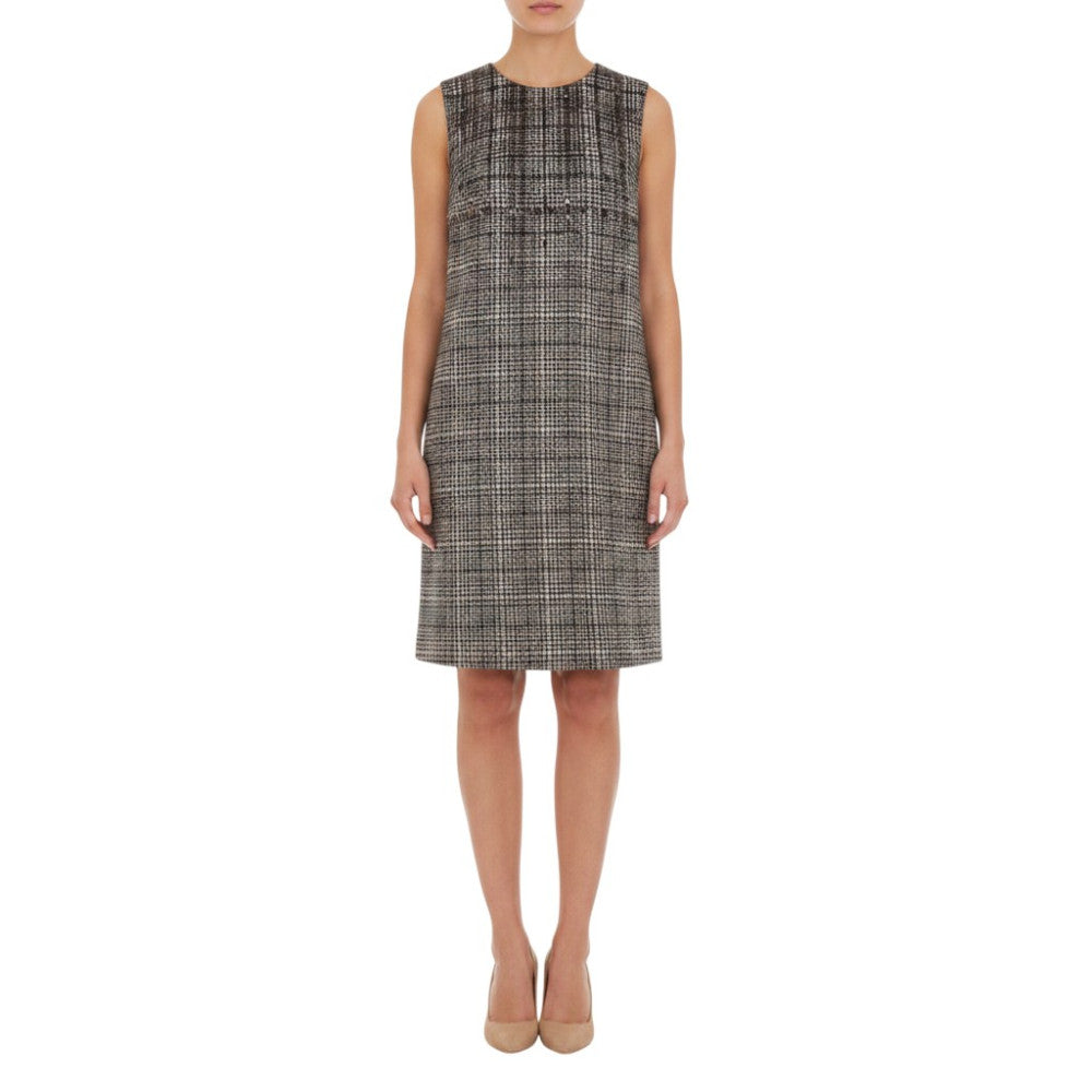 Beige Checks Crew Neck Mini Dress 2