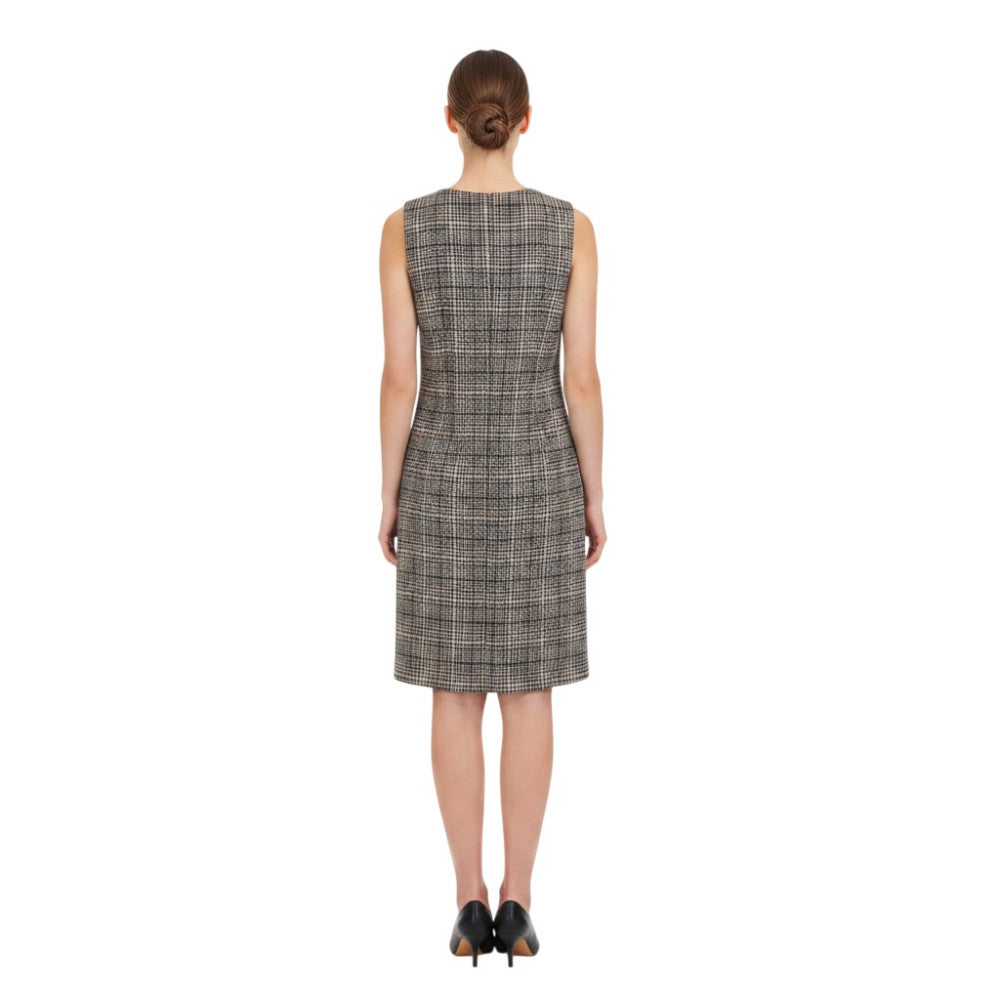 Beige Checks Crew Neck Mini Dress 3