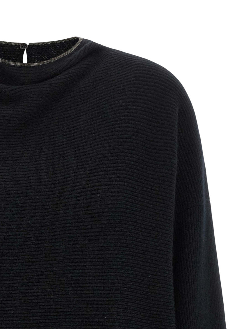 Black Textured Crew Neck Mini Dress 5