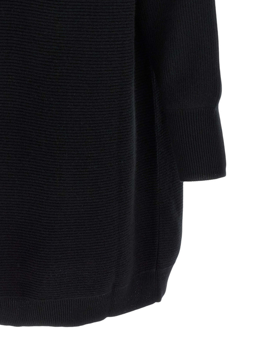 Black Textured Crew Neck Mini Dress 6
