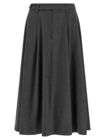 Grey Solid Midi Skirt 1