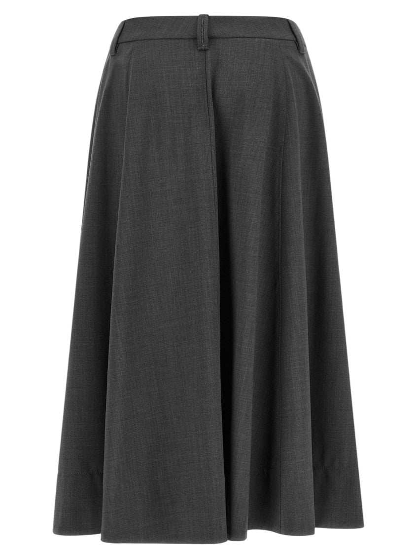 Grey Solid Midi Skirt 2