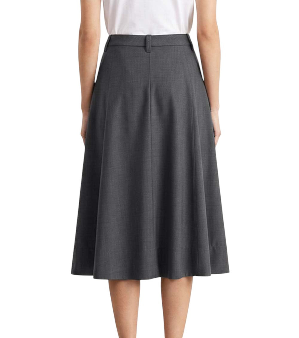 Grey Solid Midi Skirt 4