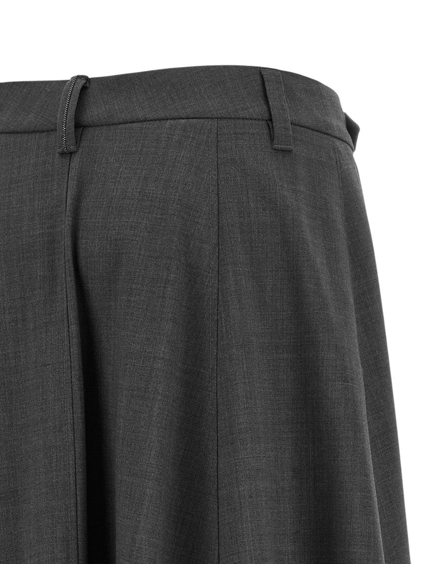 Grey Solid Midi Skirt 6