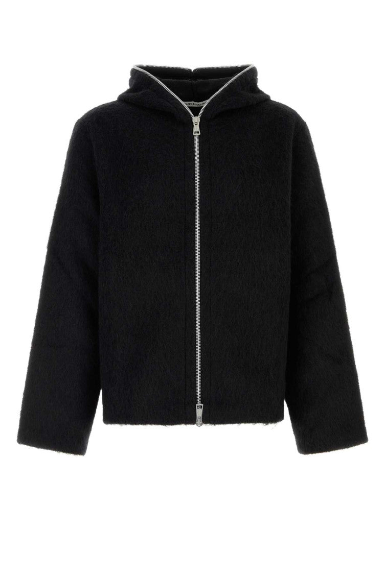 Black Hooded Zip Up Cardigan 1