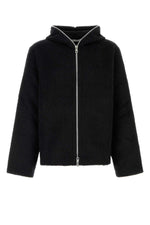 Black Hooded Zip Up Cardigan 1