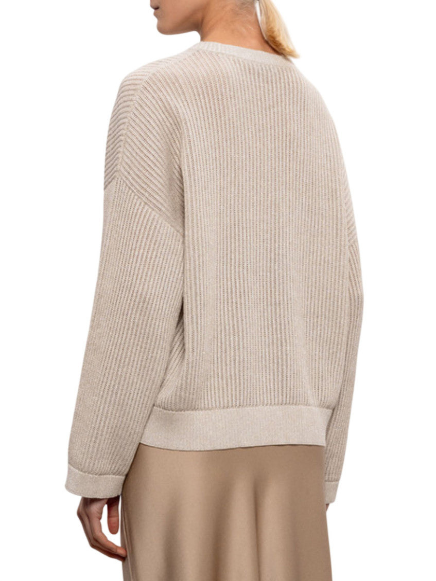 Beige Knitted Crew Neck Sweater 3