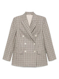 Beige Checks Notched Lapel Blazer 1