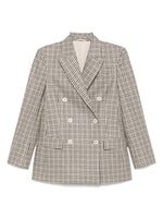 Beige Checks Notched Lapel Blazer 1