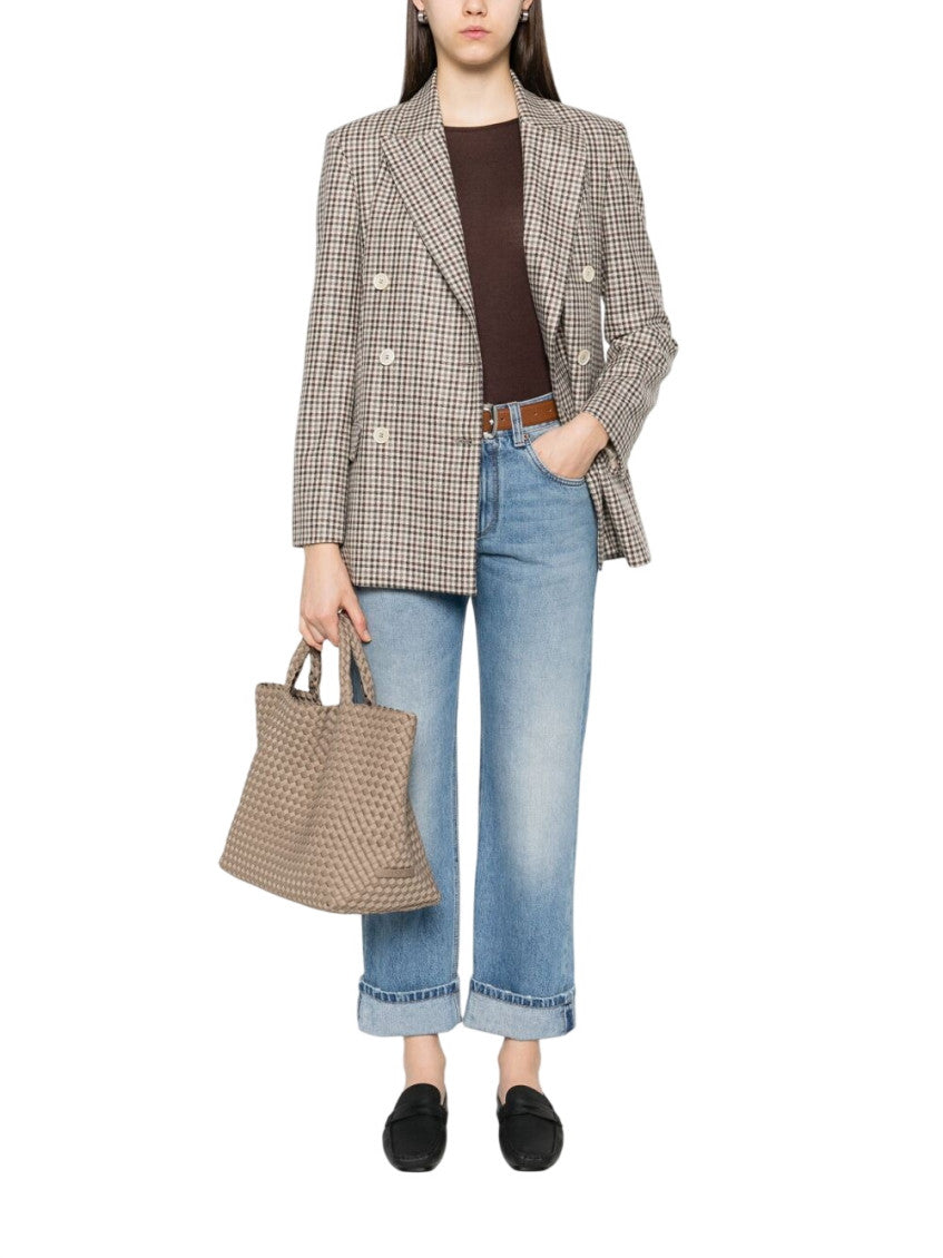 Beige Checks Notched Lapel Blazer 2