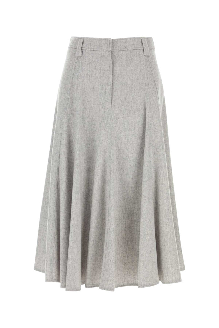 Grey Solid Midi Skirt 1