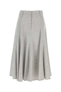 Grey Solid Midi Skirt 1
