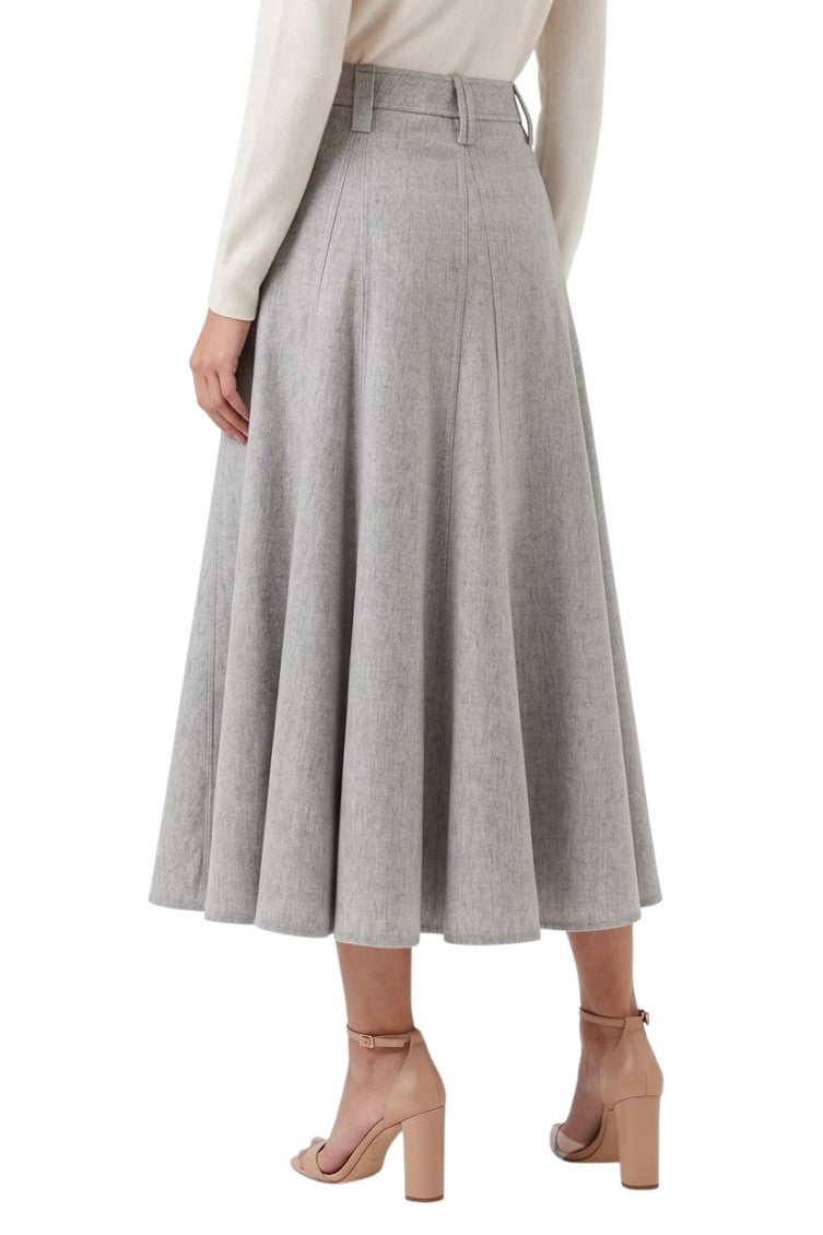 Grey Solid Midi Skirt 4