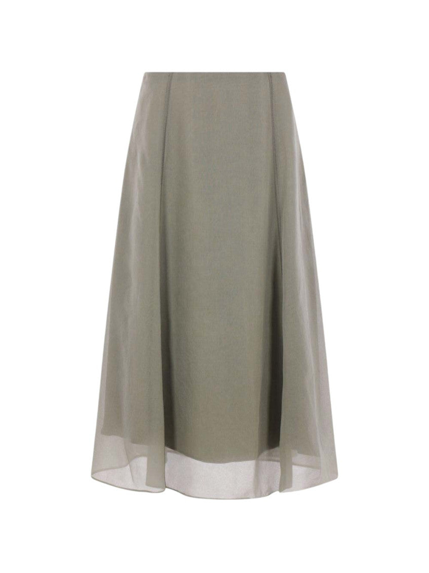 Light Green Solid Midi Skirt 1