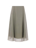 Light Green Solid Midi Skirt 1