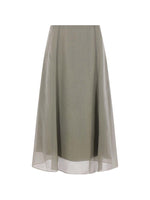 Light Green Solid Midi Skirt 1