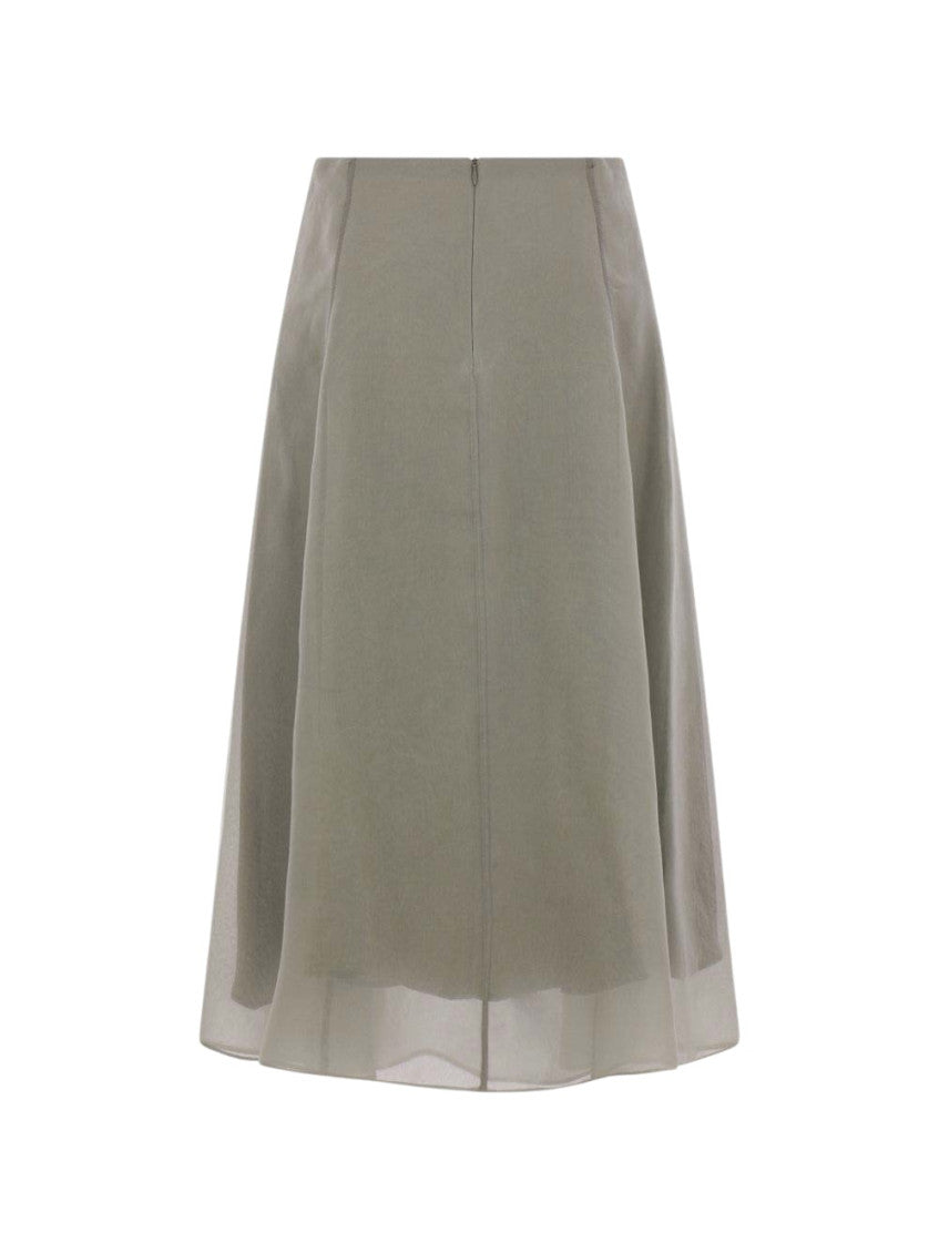 Light Green Solid Midi Skirt 2