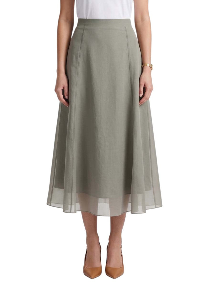 Light Green Solid Midi Skirt 3