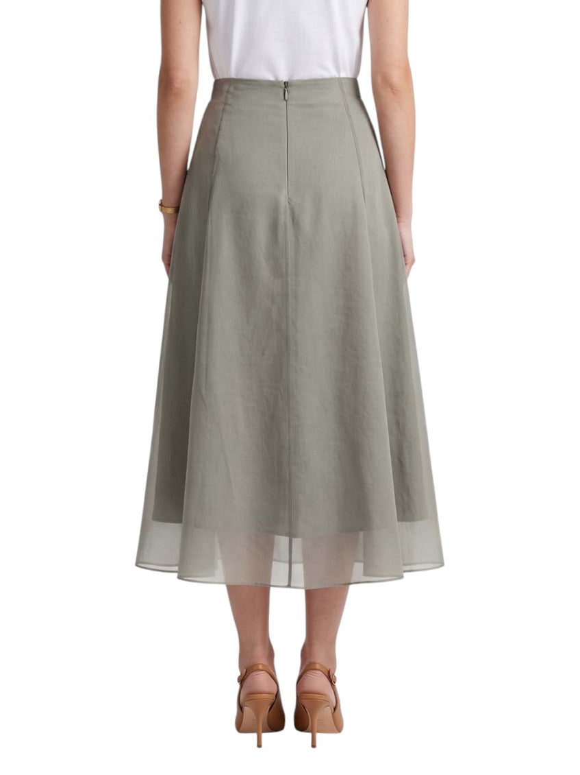 Light Green Solid Midi Skirt 4