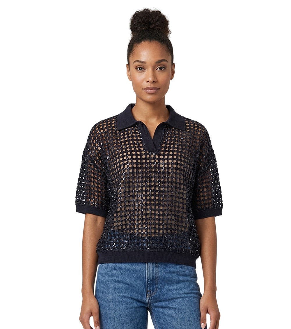 Black Knitted Shirt Collar Polo 1