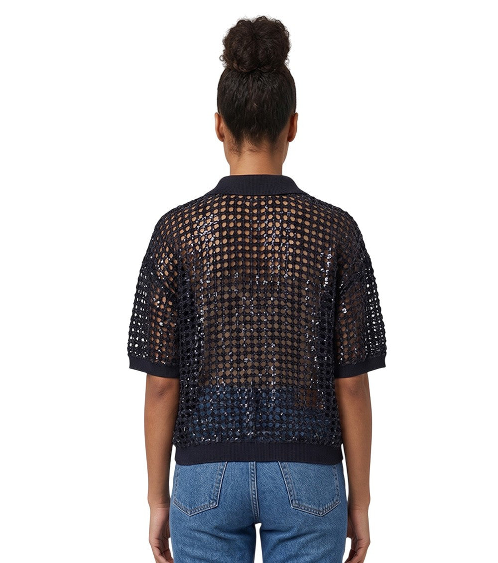 Black Knitted Shirt Collar Polo 2