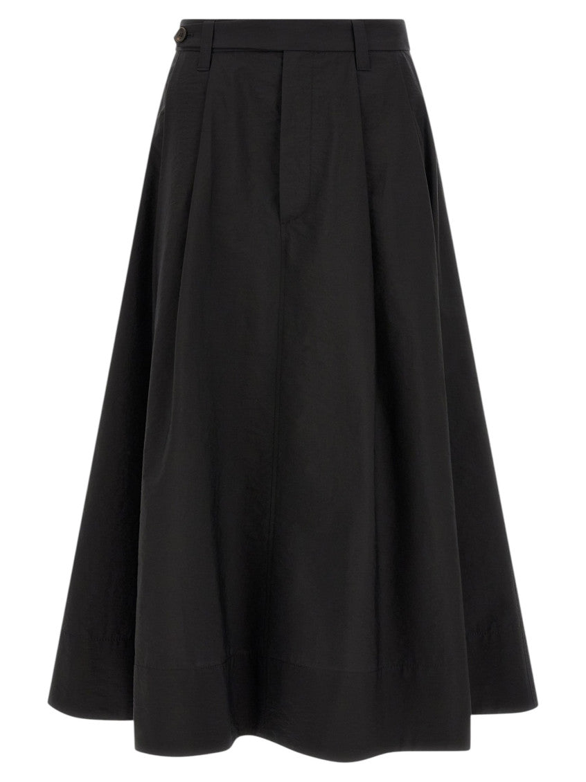Black Solid Midi Skirt 1