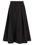 Black Solid Midi Skirt 1