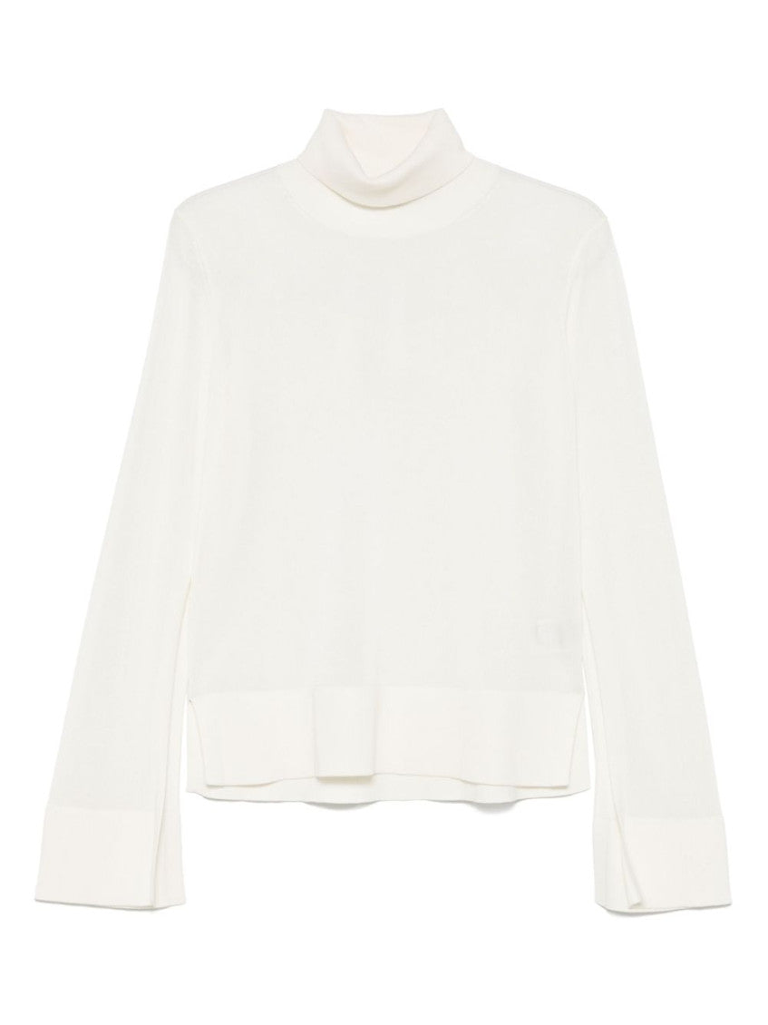White Solid Turtle Neck Sweater 1