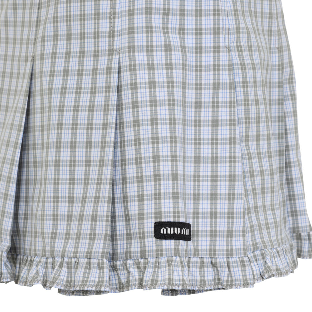 Light Blue Checks Mini Skirt 3