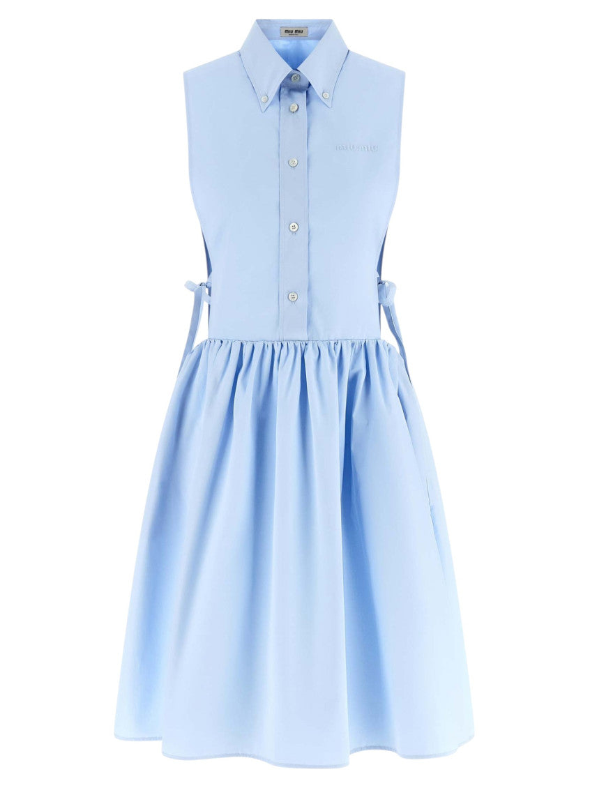 Light Blue Shirt Collar Midi Dress 1